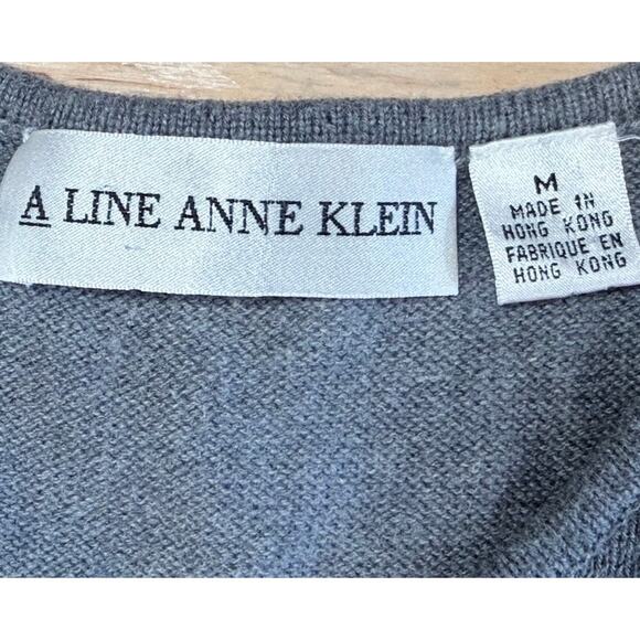VTG A Line Anne Klein 100% Cotton Sweater Dress Sz S Gray Minimalist Preppy Twee - Picture 4 of 10